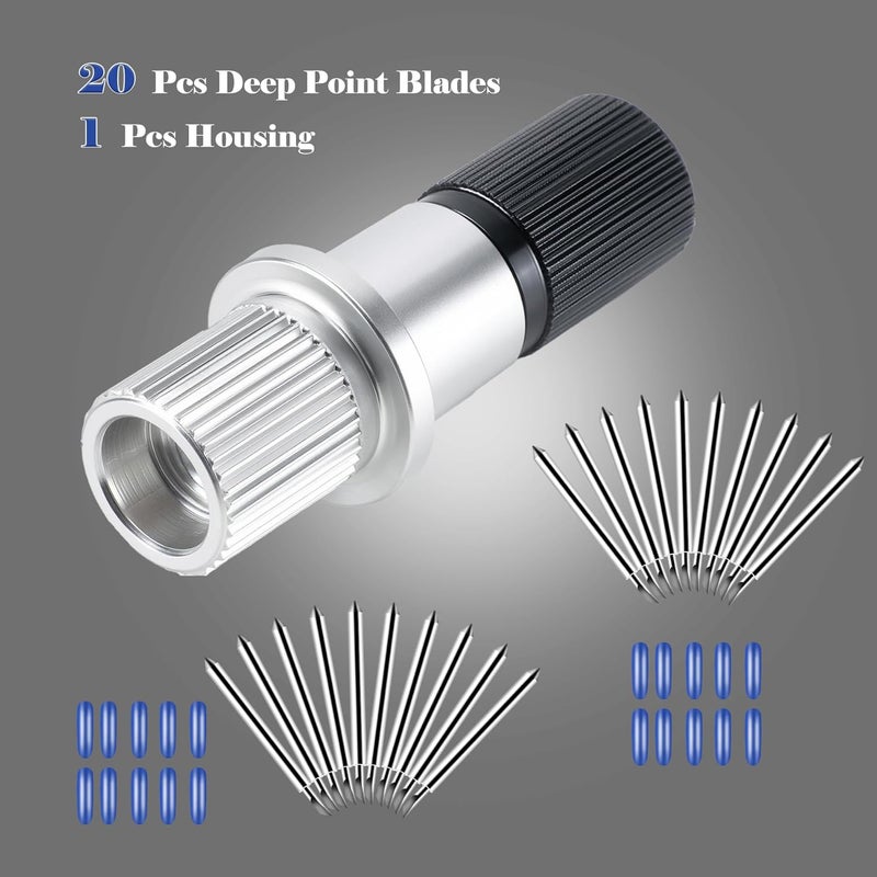 BFVV 20 Pcs 60 Degree Vinyl Cutter Plotter Cutting Blades Compatible with Roland Cutting Plotter, with Blade Holder Base,Tungsten Steel Blade Cut Tough Materials Up to 1.5mm in Thickness - Image 4